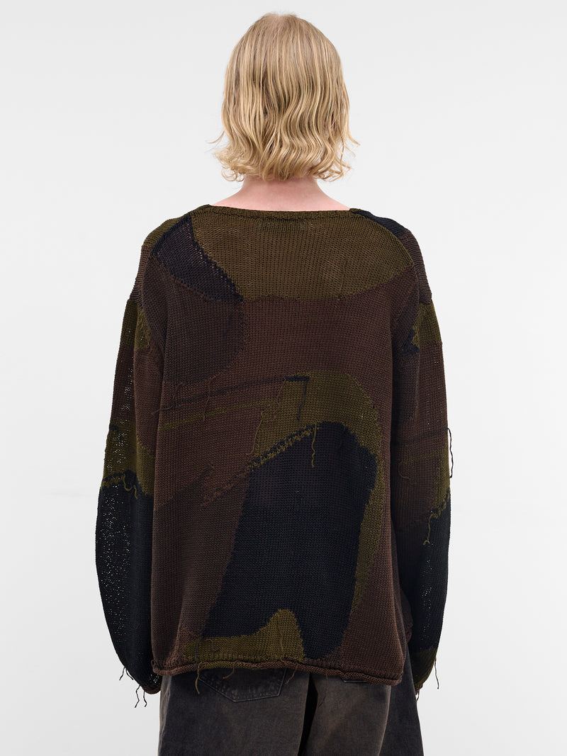 Camo Intarsia Rigid Popover Sweater (M2263RO-CAMO-COTTON-RAFIA)