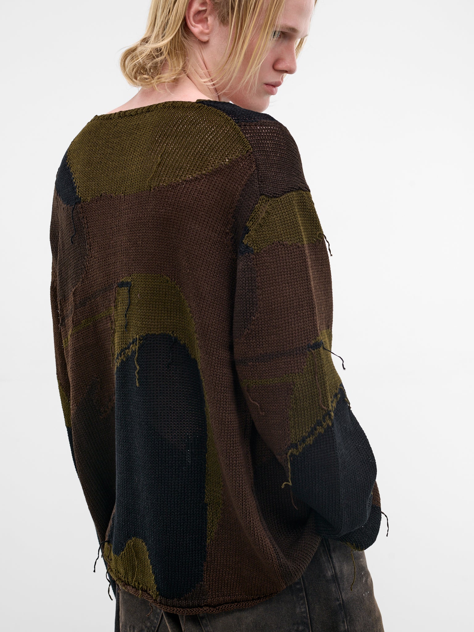 Camo Intarsia Rigid Popover Sweater (M2263RO-CAMO-COTTON-RAFIA)