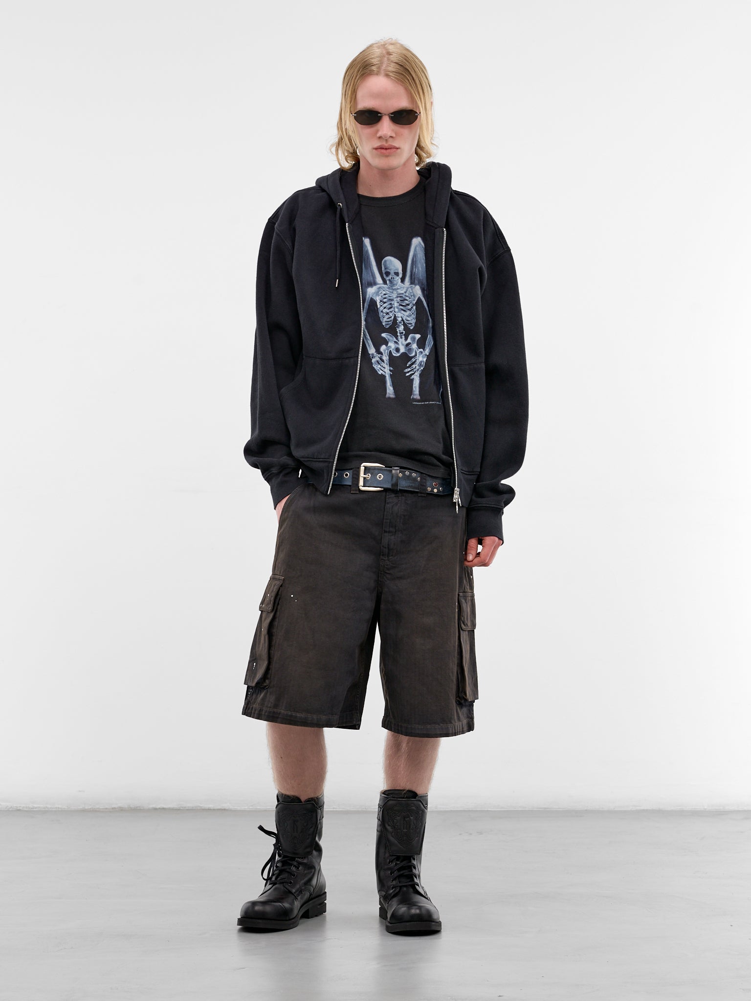 Black Cotton Rascal Zip Hoodie (M2266RW-WASHED-BLACK-STAR-FLEE)