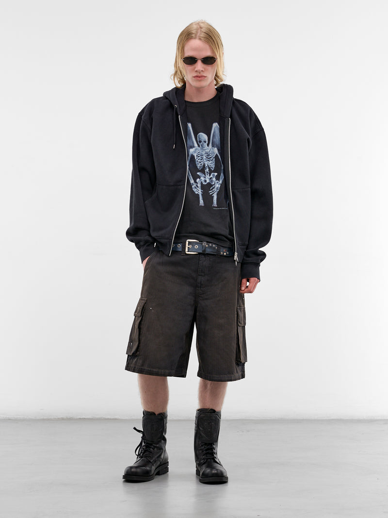 Black Cotton Rascal Zip Hoodie (M2266RW-WASHED-BLACK-STAR-FLEE)