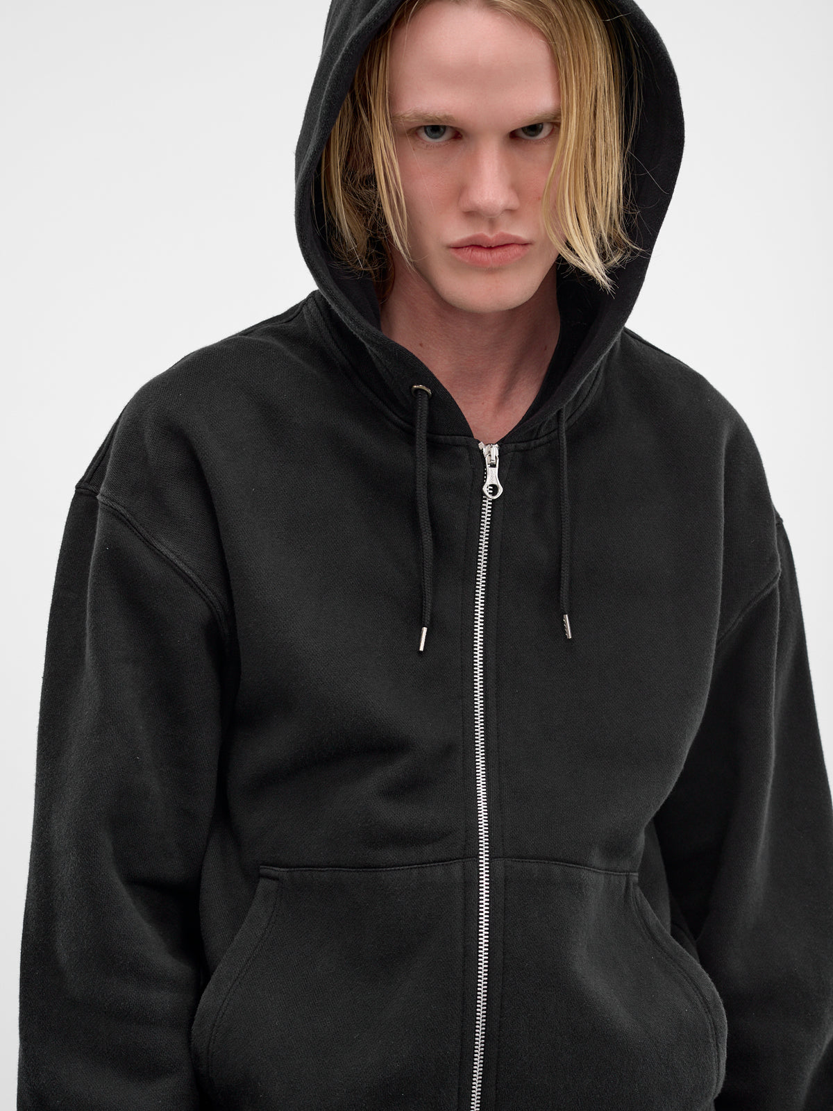 Black Cotton Rascal Zip Hoodie (M2266RW-WASHED-BLACK-STAR-FLEE)