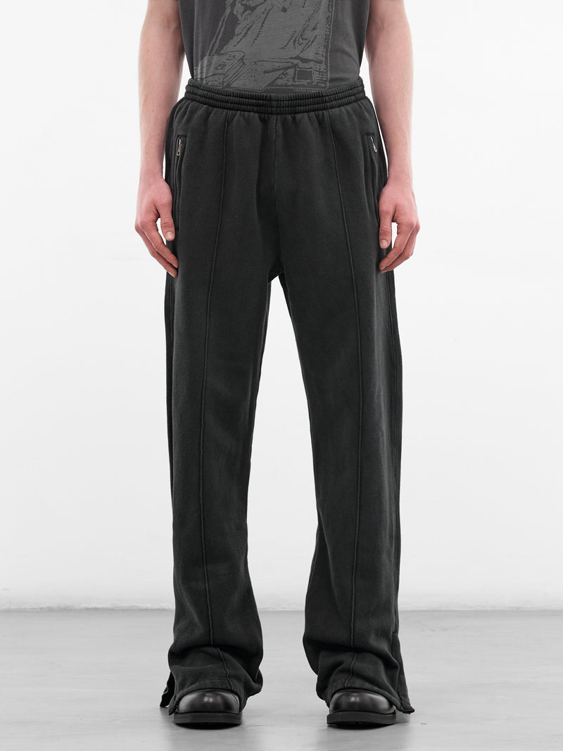 Black Cotton Zip Track Pants (M2266TW-WASHED-BLACK-STAR-FLEE)