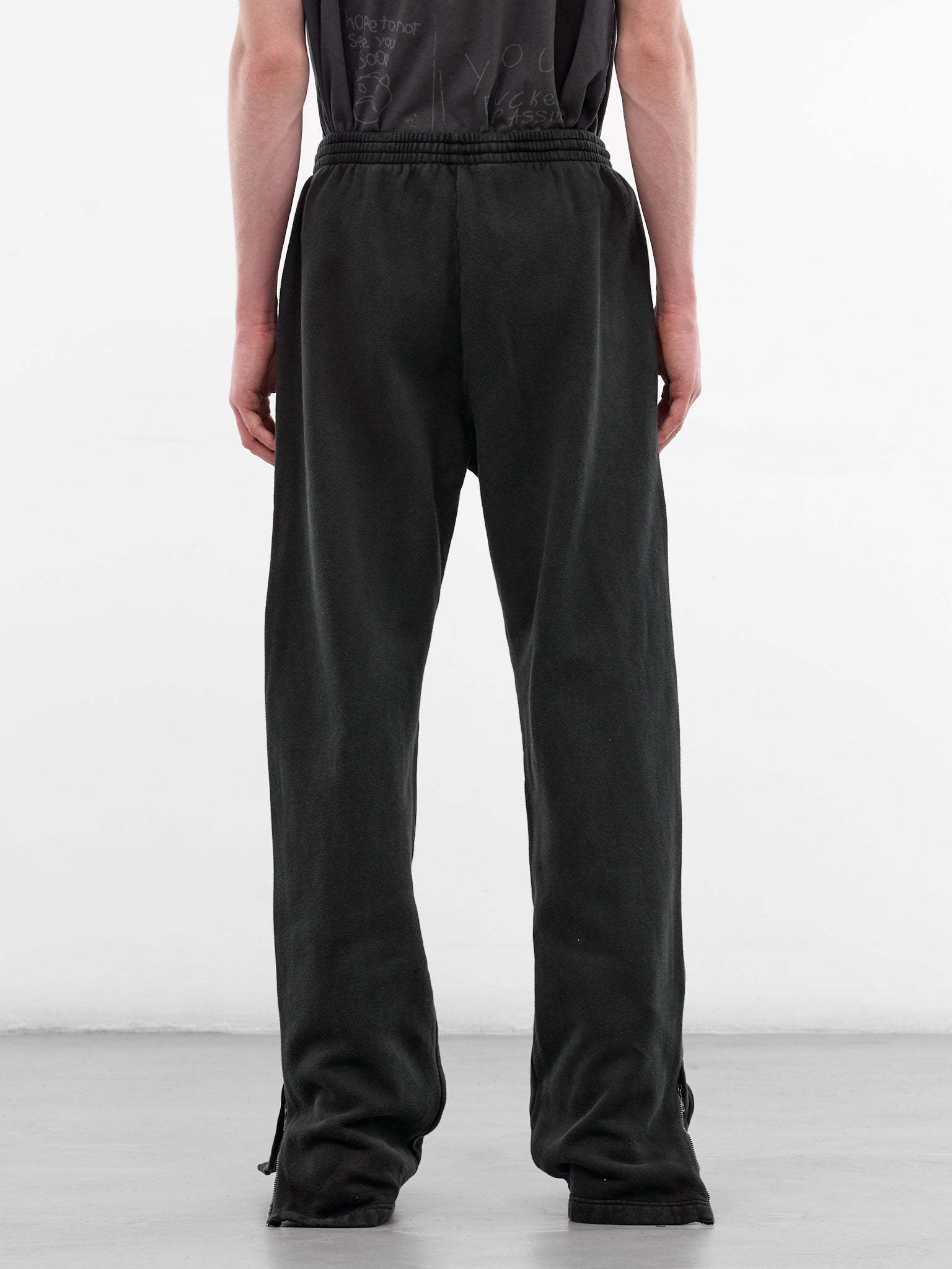 Black Cotton Zip Track Pants (M2266TW-WASHED-BLACK-STAR-FLEE)