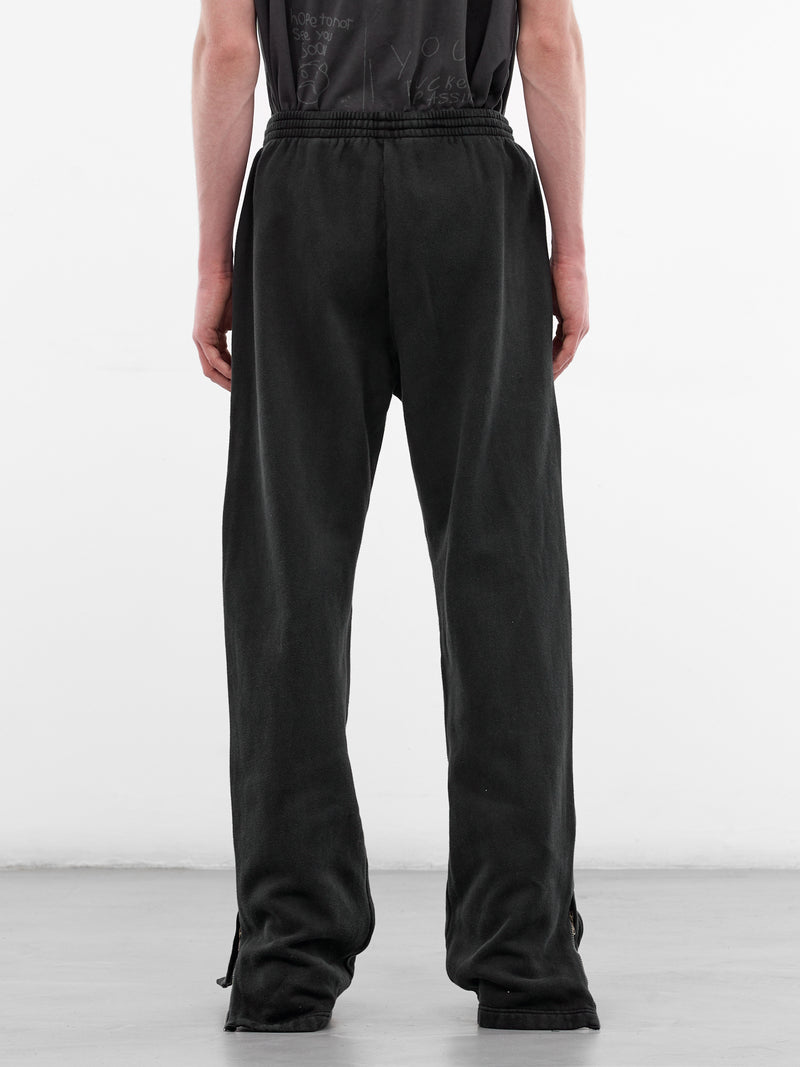 Black Cotton Zip Track Pants (M2266TW-WASHED-BLACK-STAR-FLEE)
