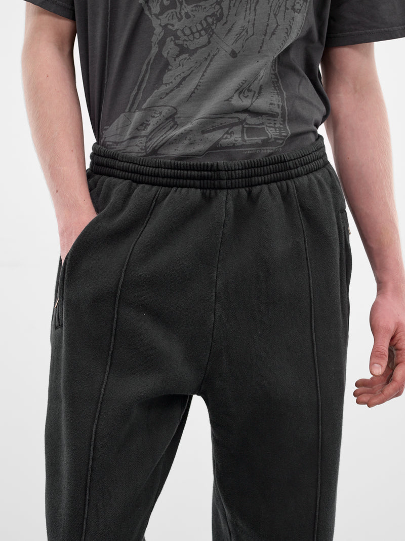 Black Cotton Zip Track Pants (M2266TW-WASHED-BLACK-STAR-FLEE)