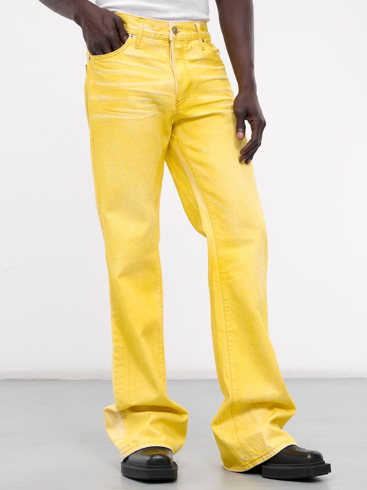 Jimmy Ecru Twill Flare Pants (M279317-925-YELLOW-COAT)