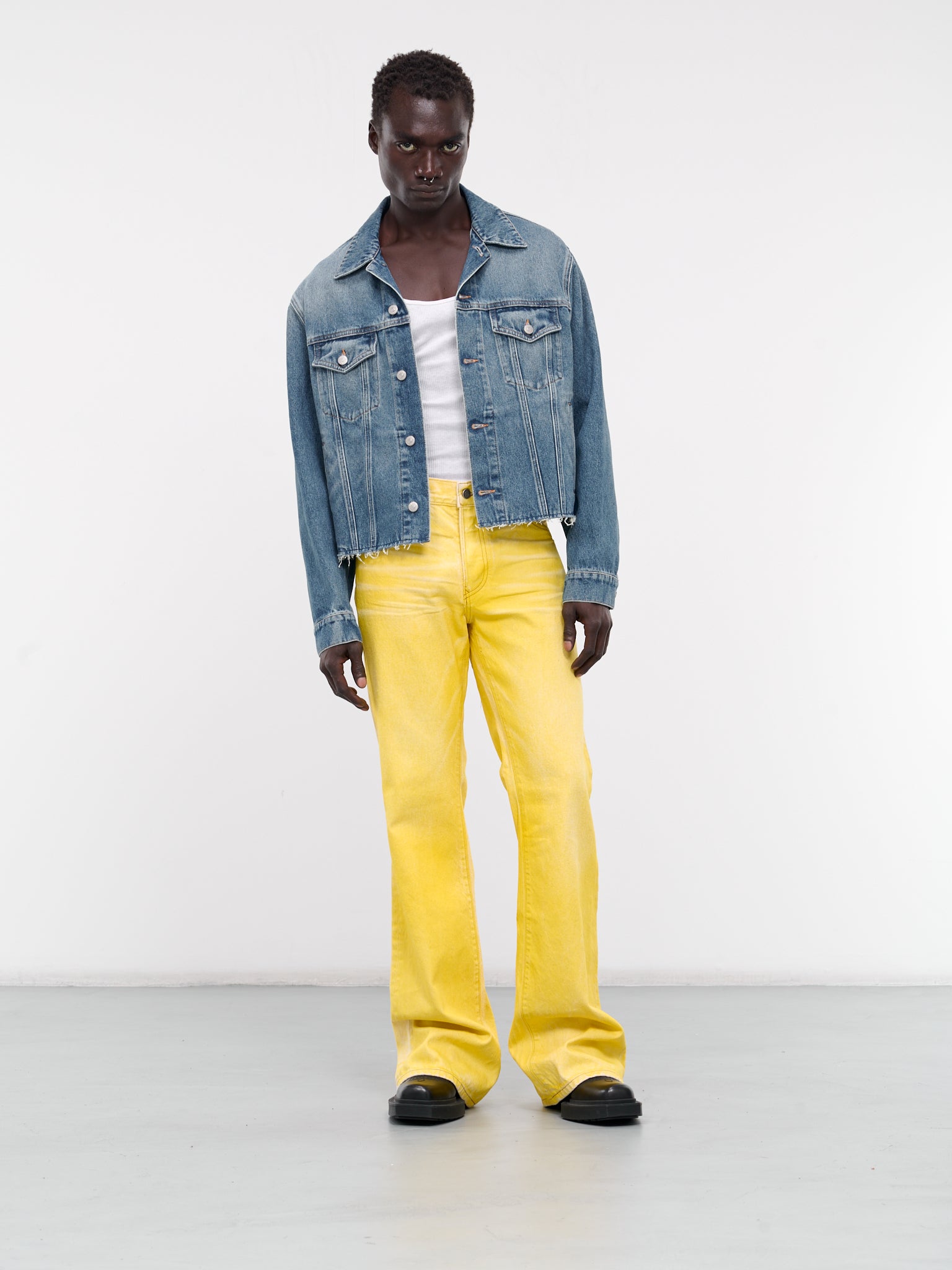 Jimmy Ecru Twill Flare Pants (M279317-925-YELLOW-COAT)