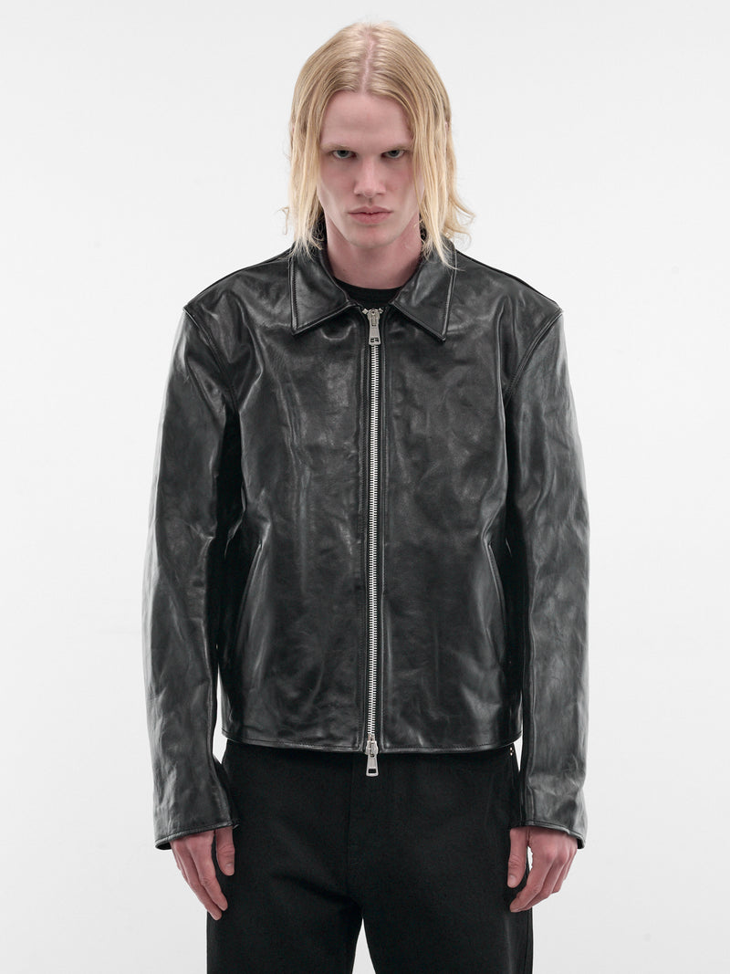 Black Leather Mini Jacket (M4239MTD-TOP-DYED-BLACK)