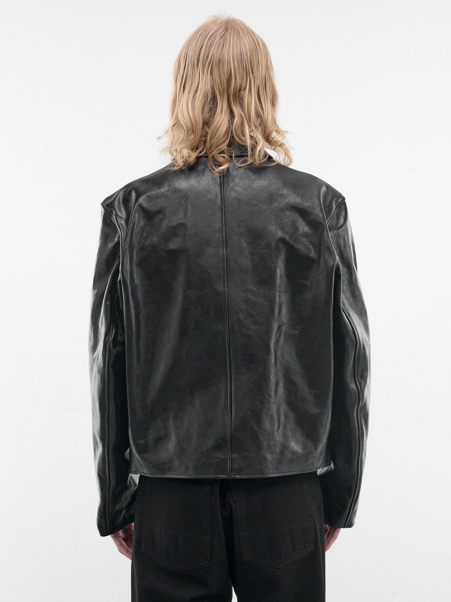 Black Leather Mini Jacket (M4239MTD-TOP-DYED-BLACK)