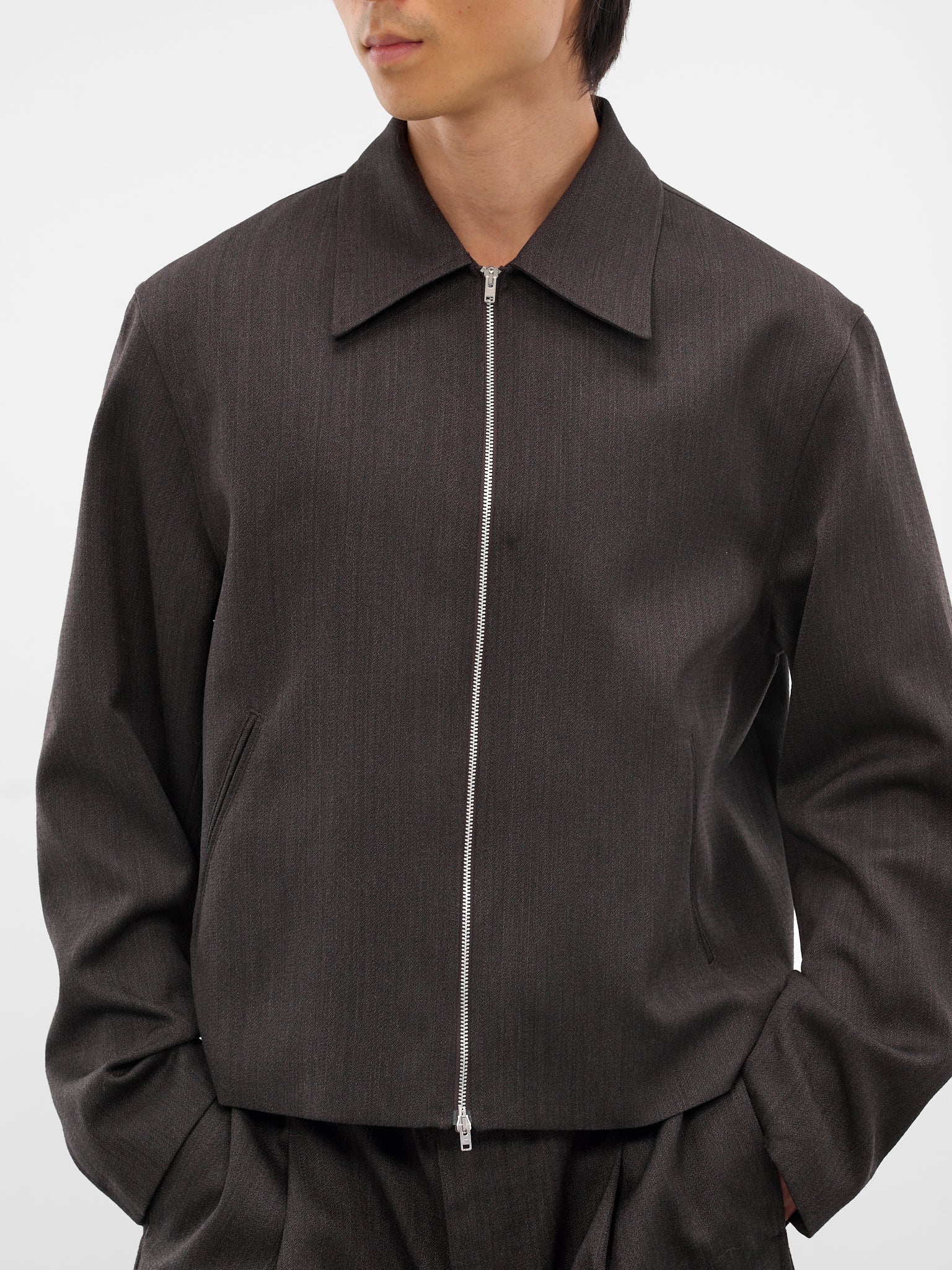 Brown Havana Boxy Zip Jacket (M4250MH-HAVANA-BROWN)