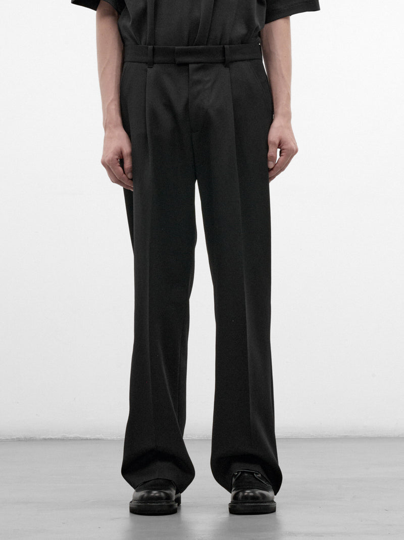 Black Wool Slack Bootcut Trousers (M4254SC-COARSE-BLACK)