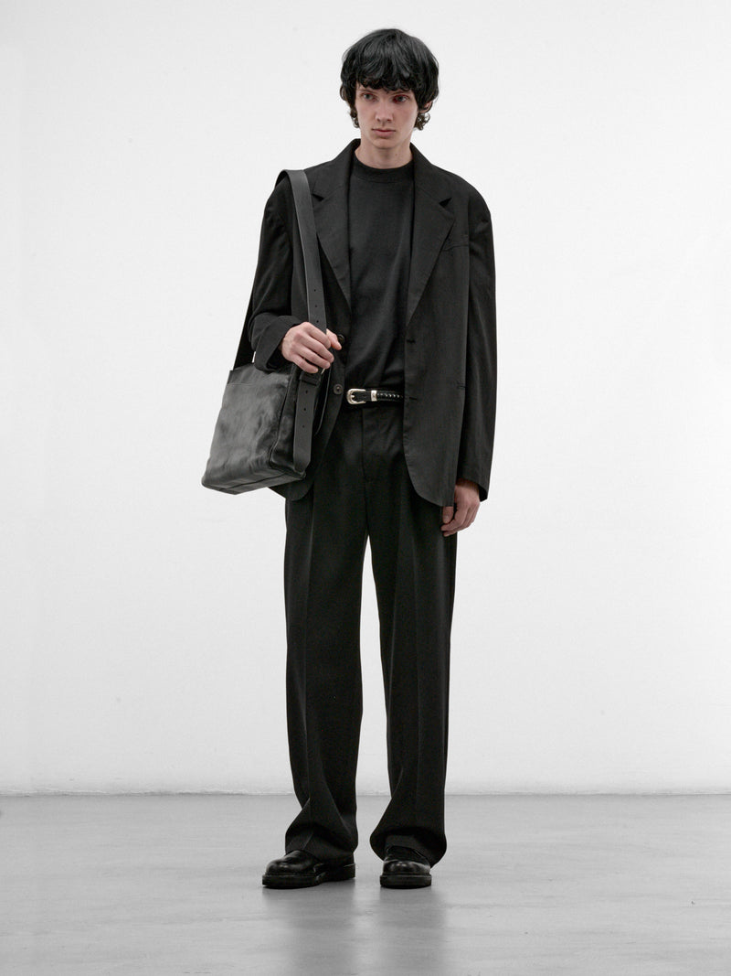 Black Leather Trampler Shoes (A2257TSB-BLACK)