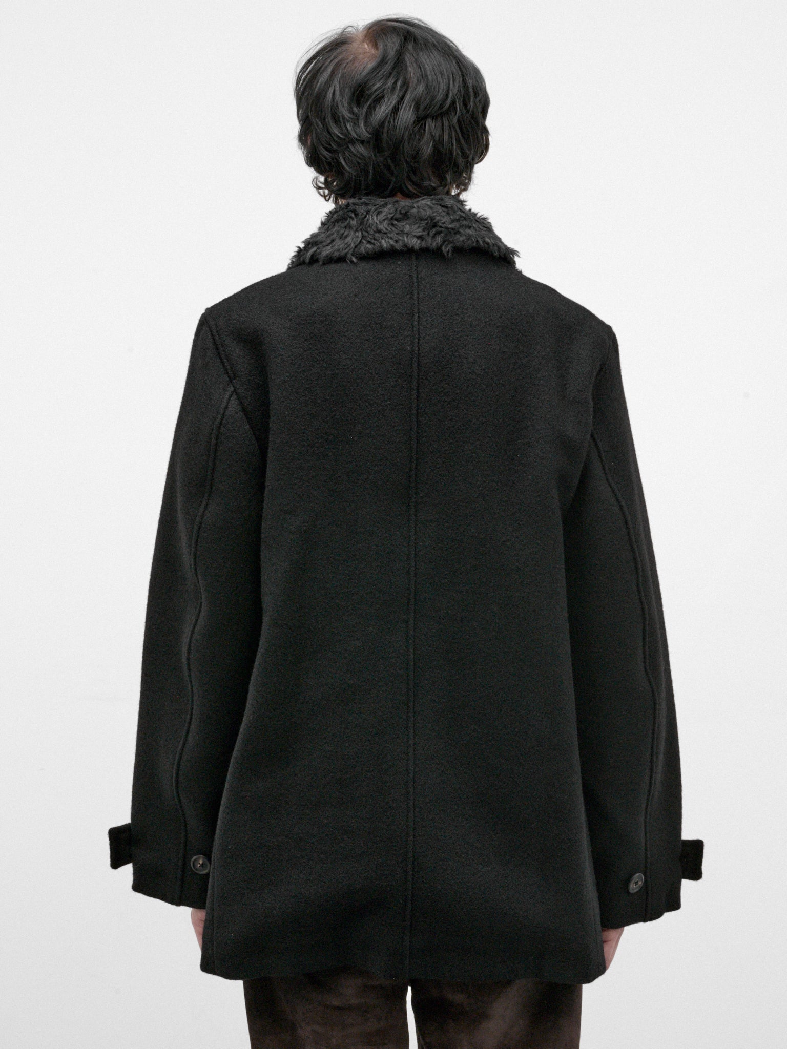 Black Wool Wage Peacoat (M4261WBS-BLACK-STAMPED)