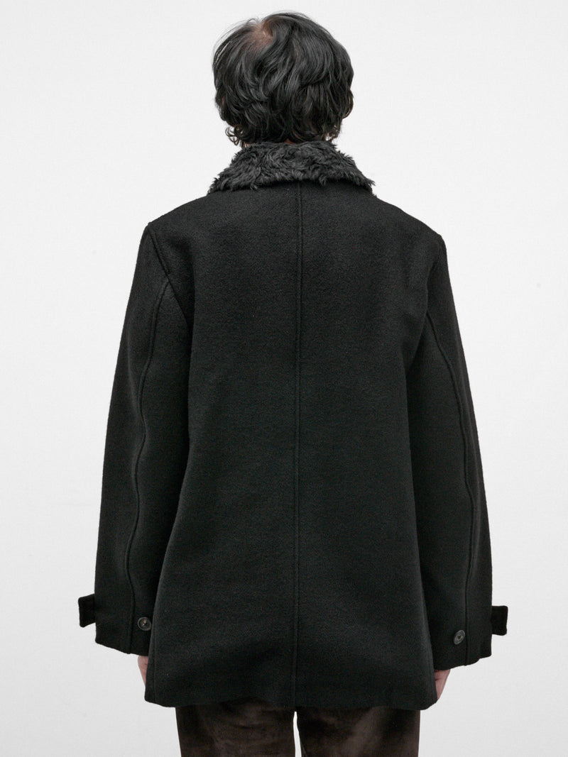Black Wool Wage Peacoat (M4261WBS-BLACK-STAMPED)