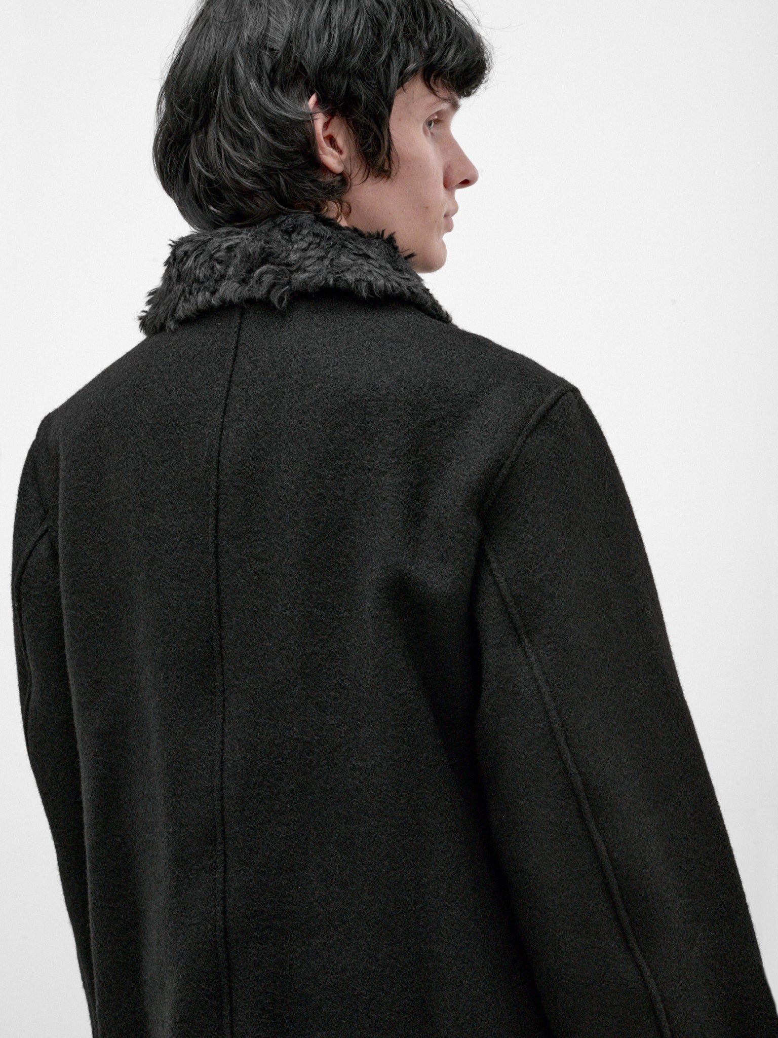 Black Wool Wage Peacoat (M4261WBS-BLACK-STAMPED)