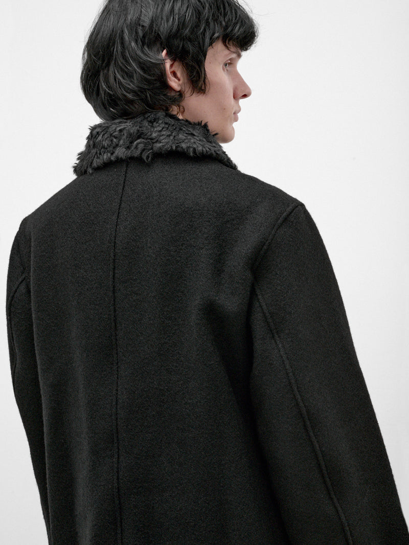 Black Wool Wage Peacoat (M4261WBS-BLACK-STAMPED)