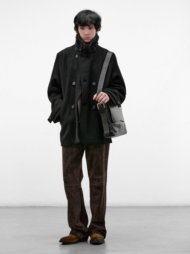 Black Wool Wage Peacoat (M4261WBS-BLACK-STAMPED)