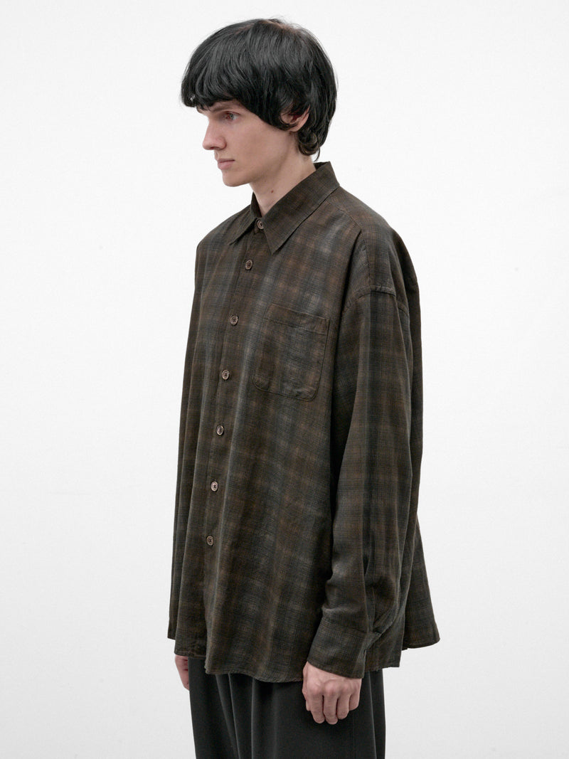 Brown Plaid Cotton Borrowed Shirt (M4262BMC-MORE-CHECK-PRINT)