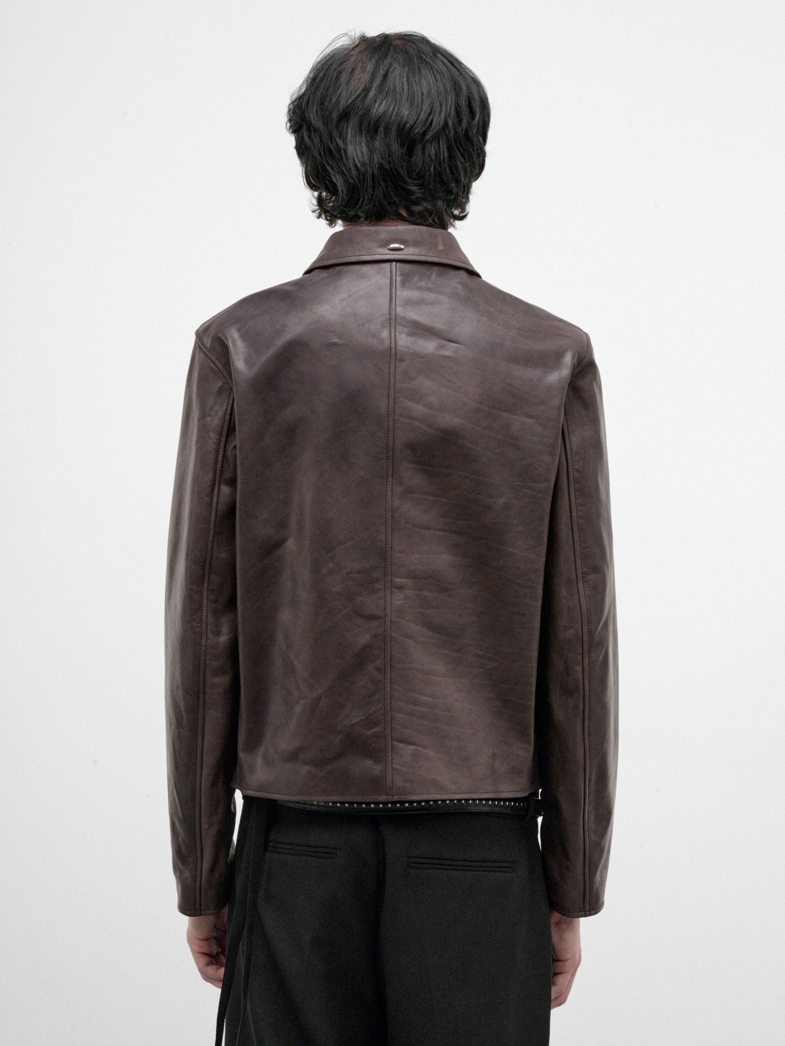 Brown Leather Mini Zip Jacket (M4269MM-MATTED-BROWN)