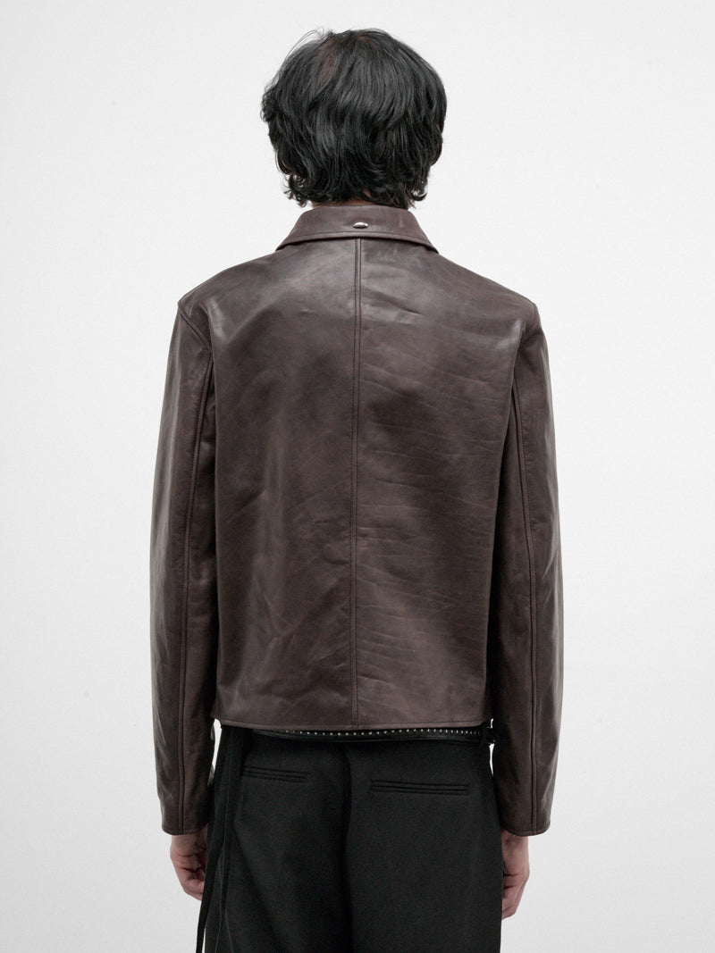 Brown Leather Mini Zip Jacket (M4269MM-MATTED-BROWN)
