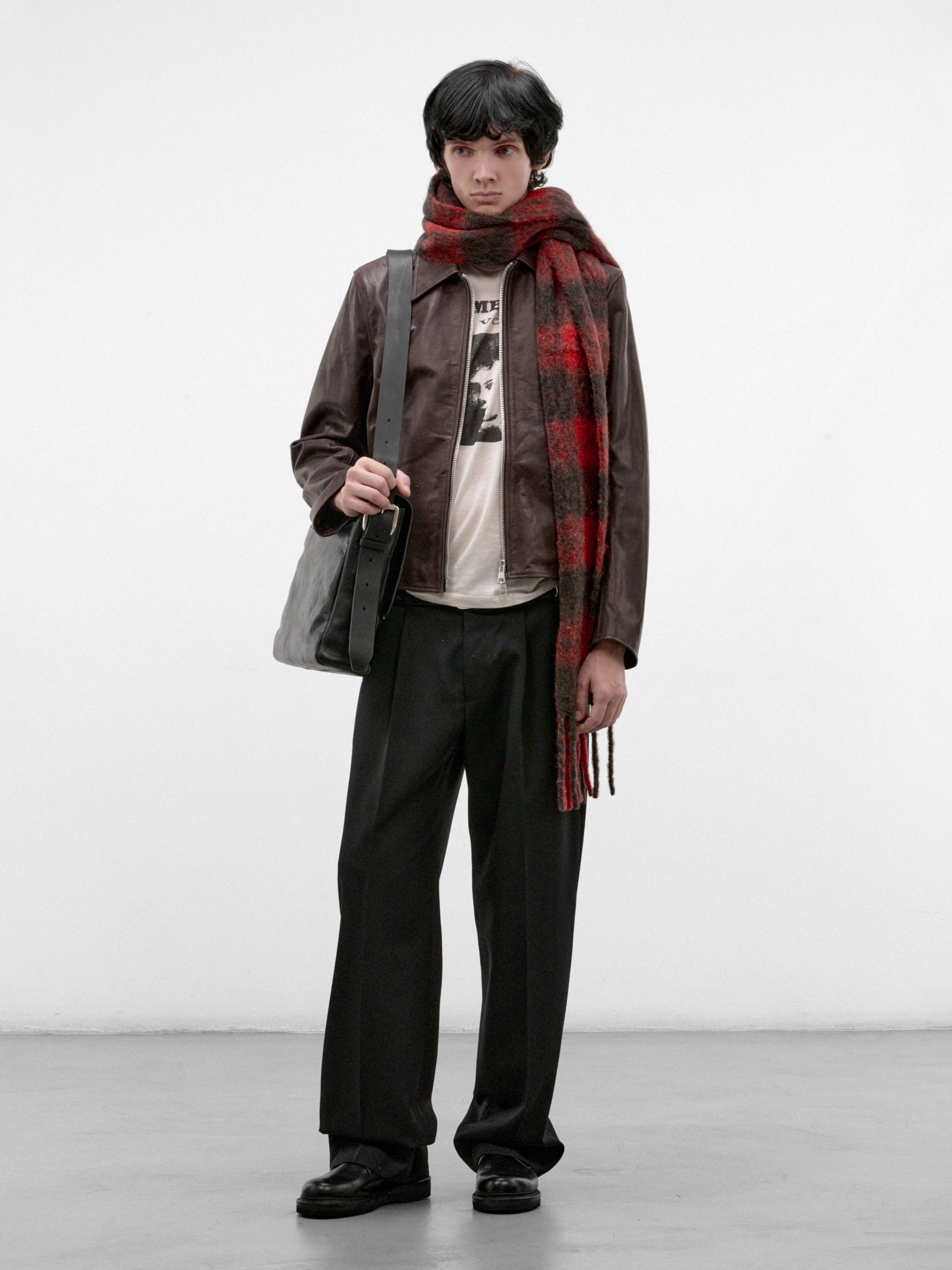 Brown Leather Mini Zip Jacket (M4269MM-MATTED-BROWN)