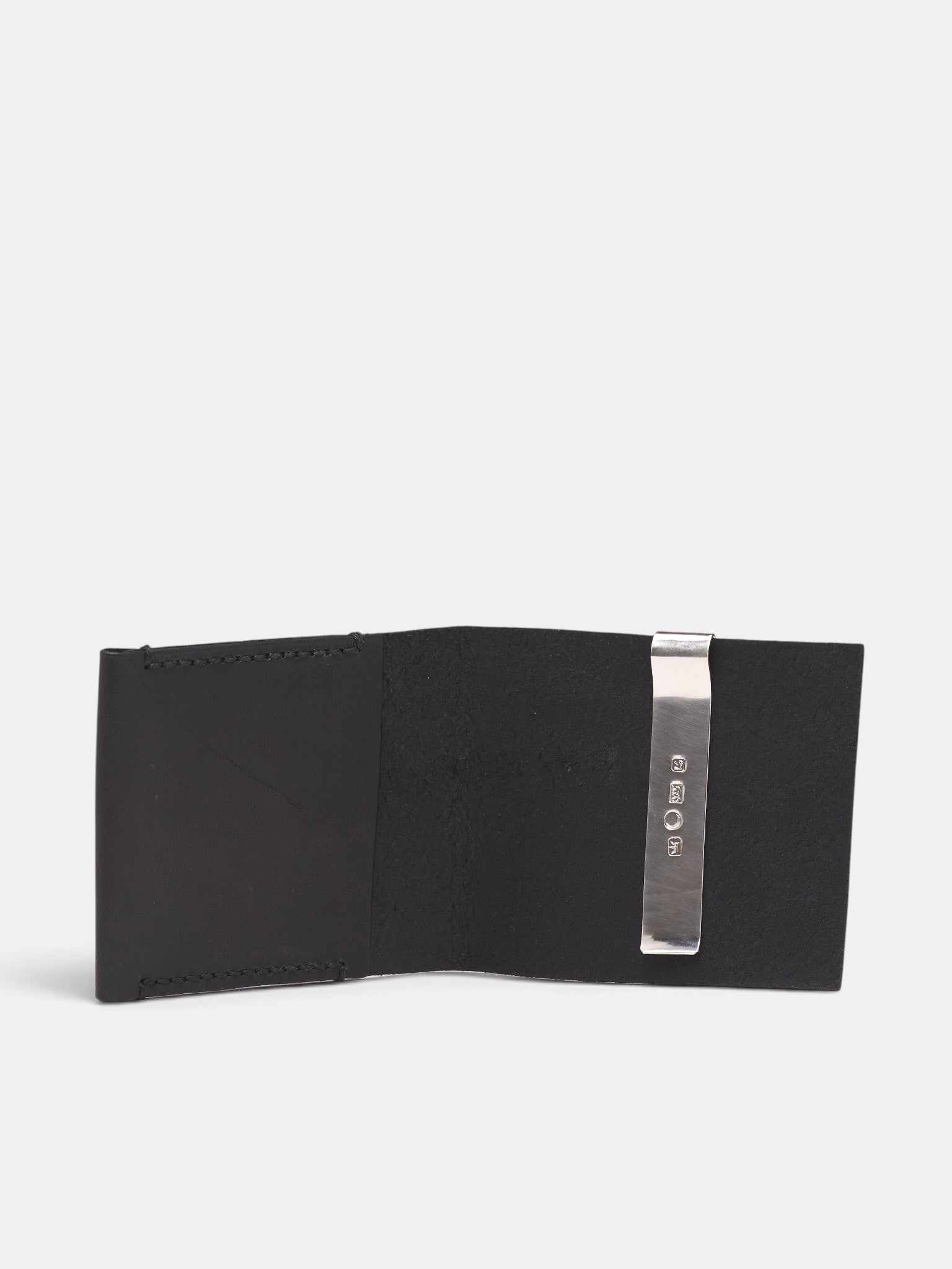 Silver Clip & Leather Card Case (M9044-BLACK)