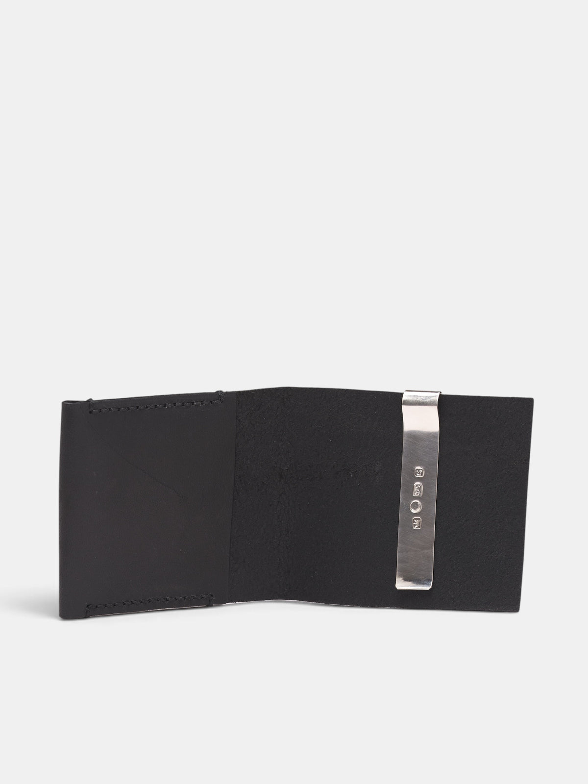 Silver Clip & Leather Card Case (M9044-BLACK)