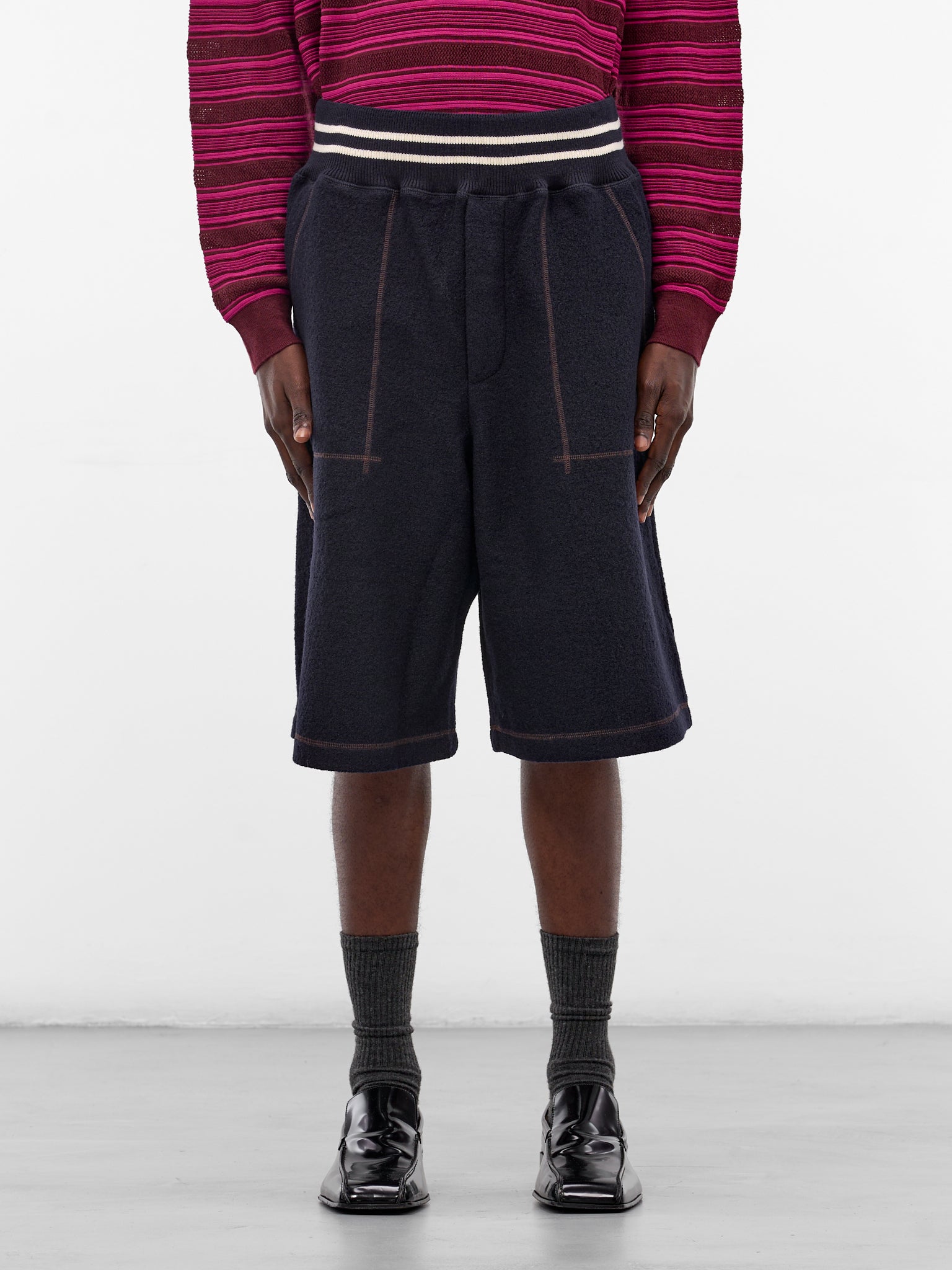 Navy October Wool Varsity Shorts (MA25JE19-JE04-503-NAVY)