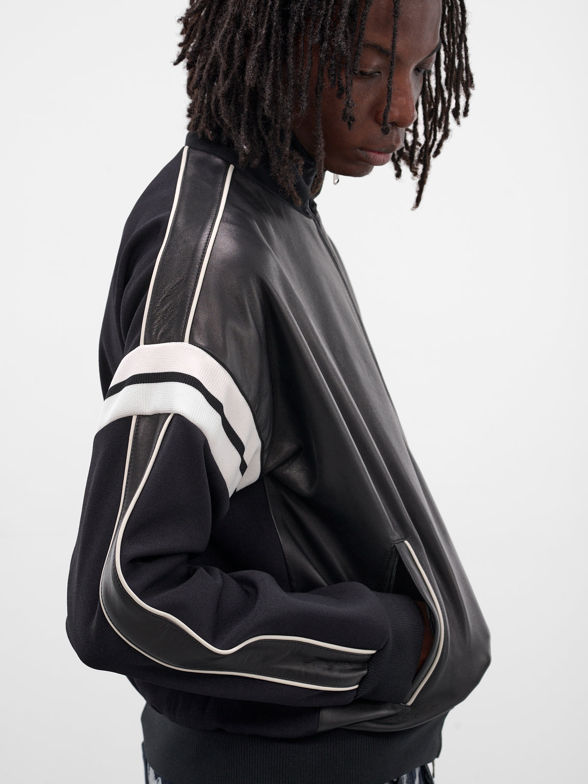 Navy Nomad Leather Contrast Jacket (MA25LE04-LE02-999-NAVY)