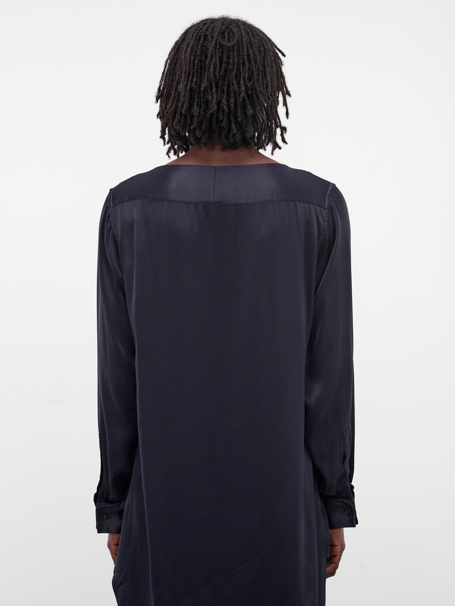 Navy Mary Graphic Silk Shirt (MA25SH11-VI01-503-NAVY-RED-PRI)