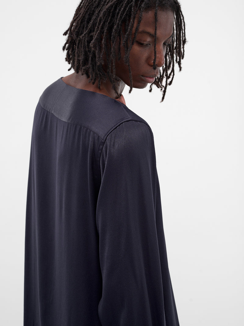 Navy Mary Graphic Silk Shirt (MA25SH11-VI01-503-NAVY-RED-PRI)