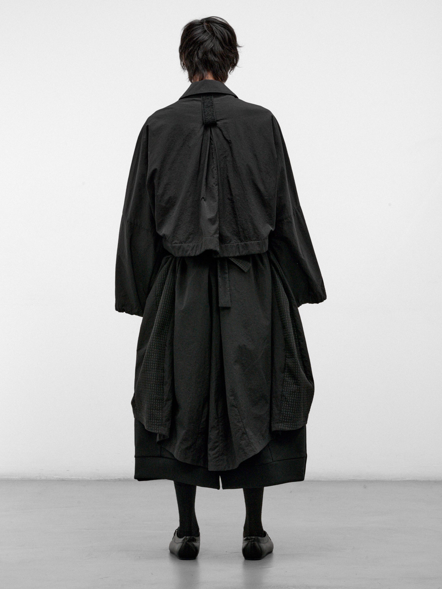 Black Nylon-Cotton Mackay Coat (MACKAY-MATIA-BLACK)