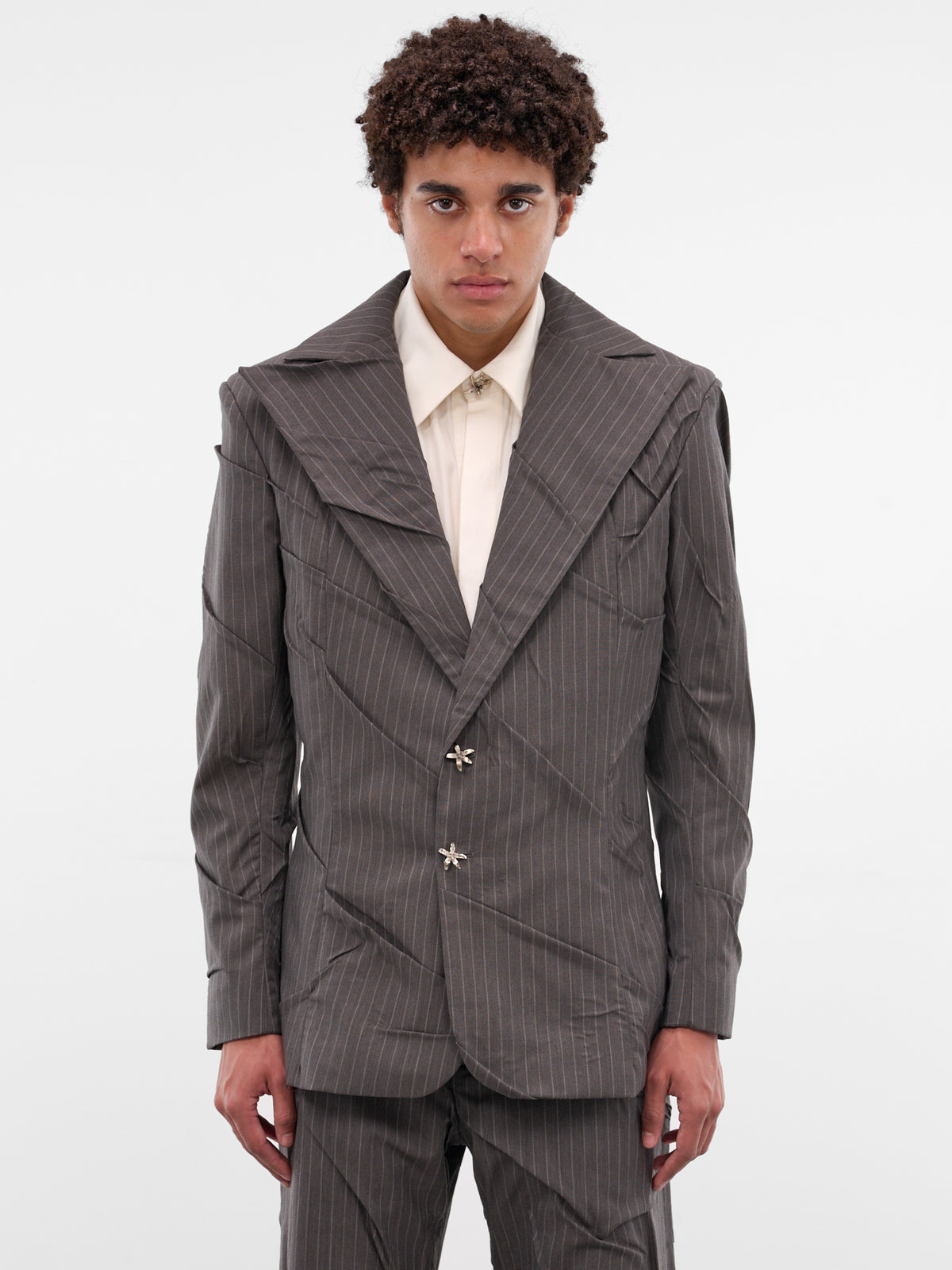 Gray Maestria Pleated Pinstripe Blazer (MAESTRIA-JACKET-PINSTRIPED-GRE)