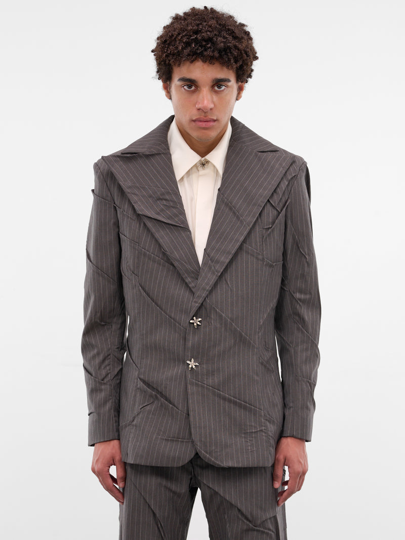 Gray Maestria Pleated Pinstripe Blazer (MAESTRIA-JACKET-PINSTRIPED-GRE)