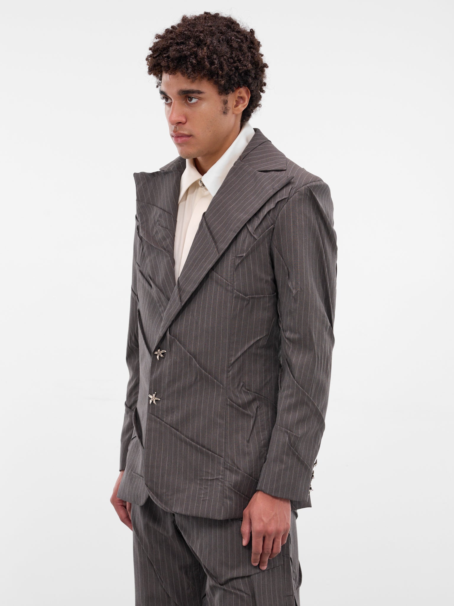 Gray Maestria Pleated Pinstripe Blazer (MAESTRIA-JACKET-PINSTRIPED-GRE)
