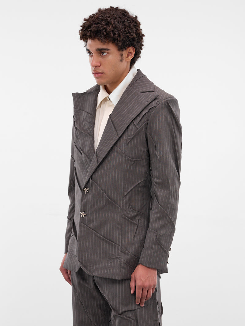 Gray Maestria Pleated Pinstripe Blazer (MAESTRIA-JACKET-PINSTRIPED-GRE)