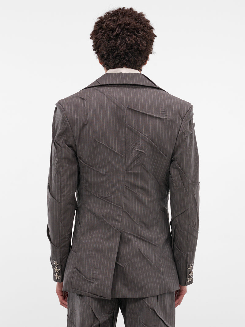 Gray Maestria Pleated Pinstripe Blazer (MAESTRIA-JACKET-PINSTRIPED-GRE)