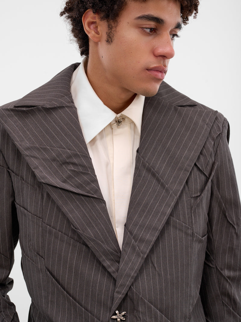 Gray Maestria Pleated Pinstripe Blazer (MAESTRIA-JACKET-PINSTRIPED-GRE)