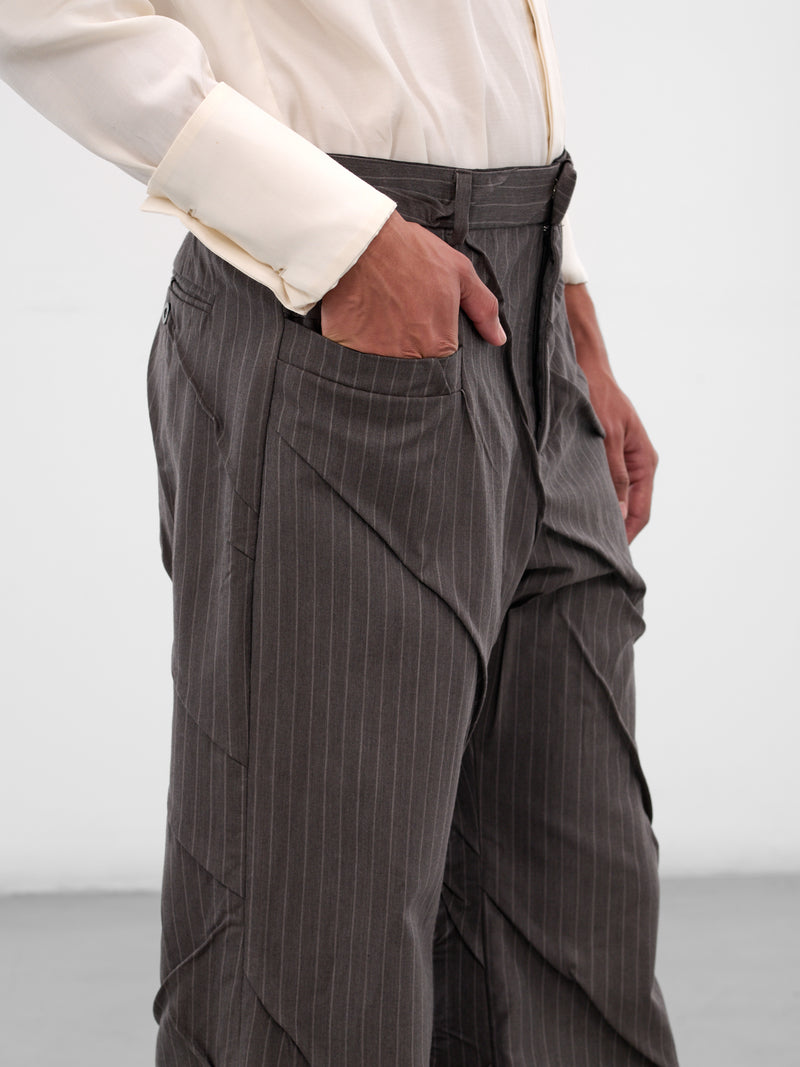 Gray Maestria Pleated Pinstripe Trousers (MAESTRIA-PANTS-PINSTRIPED-GREY)