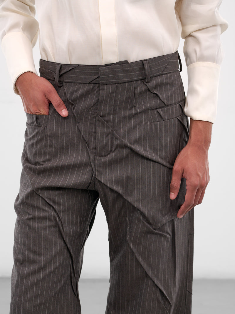 Gray Maestria Pleated Pinstripe Trousers (MAESTRIA-PANTS-PINSTRIPED-GREY)