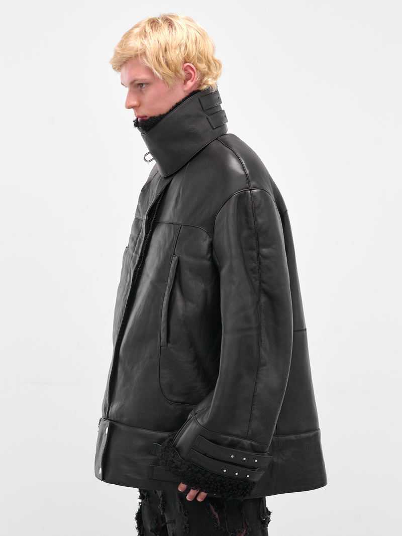 Black Provoke Lamb Shearling Jacket (MAT01C012-SCLERA-BLACK)