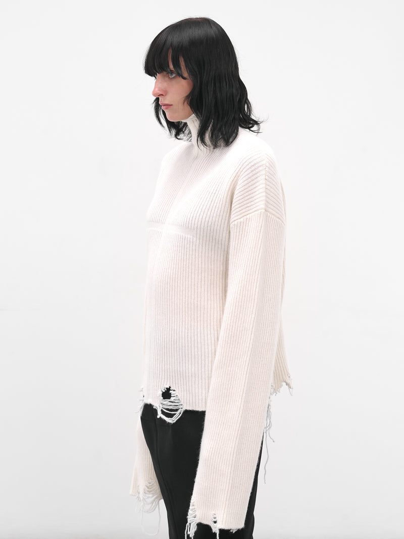 White Chalet Distressed Knit Sweater (MAT01N001-TOILE)