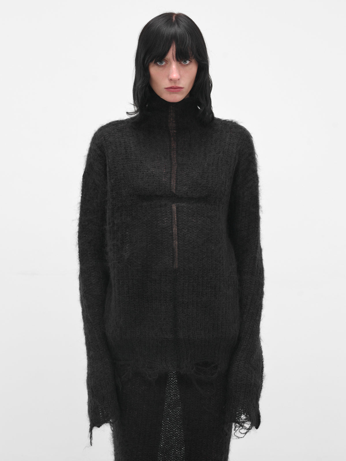 Black Larissa Distressed Knit Sweater (MAT01N004-SCLERA-BLACK)