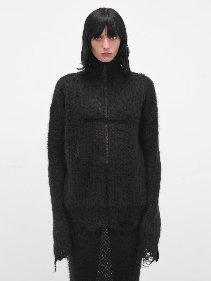 Black Larissa Distressed Knit Sweater (MAT01N004-SCLERA-BLACK)