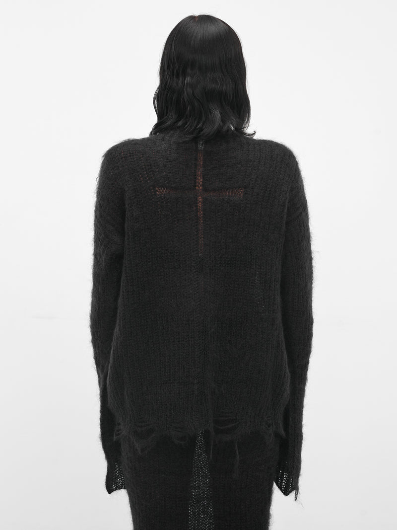 Black Larissa Distressed Knit Sweater (MAT01N004-SCLERA-BLACK)