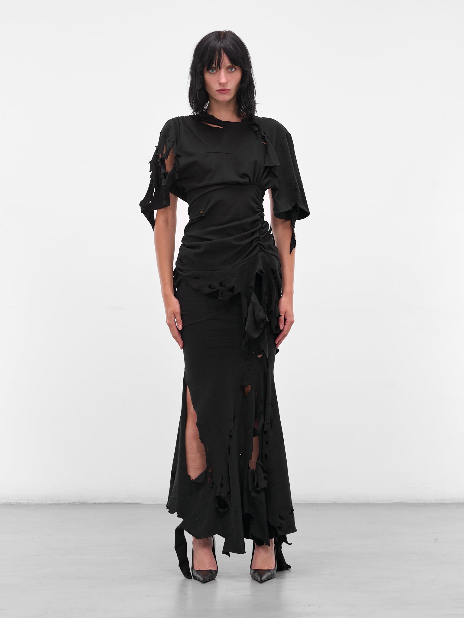 Black Mayhem Distressed Drape Dress (MAT01O104-SCLERA-BLACK)