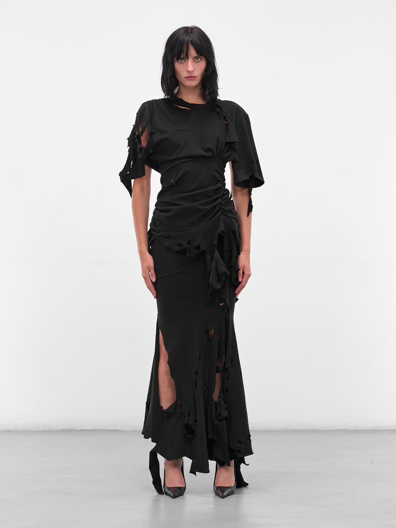 Black Mayhem Distressed Drape Dress (MAT01O104-SCLERA-BLACK)