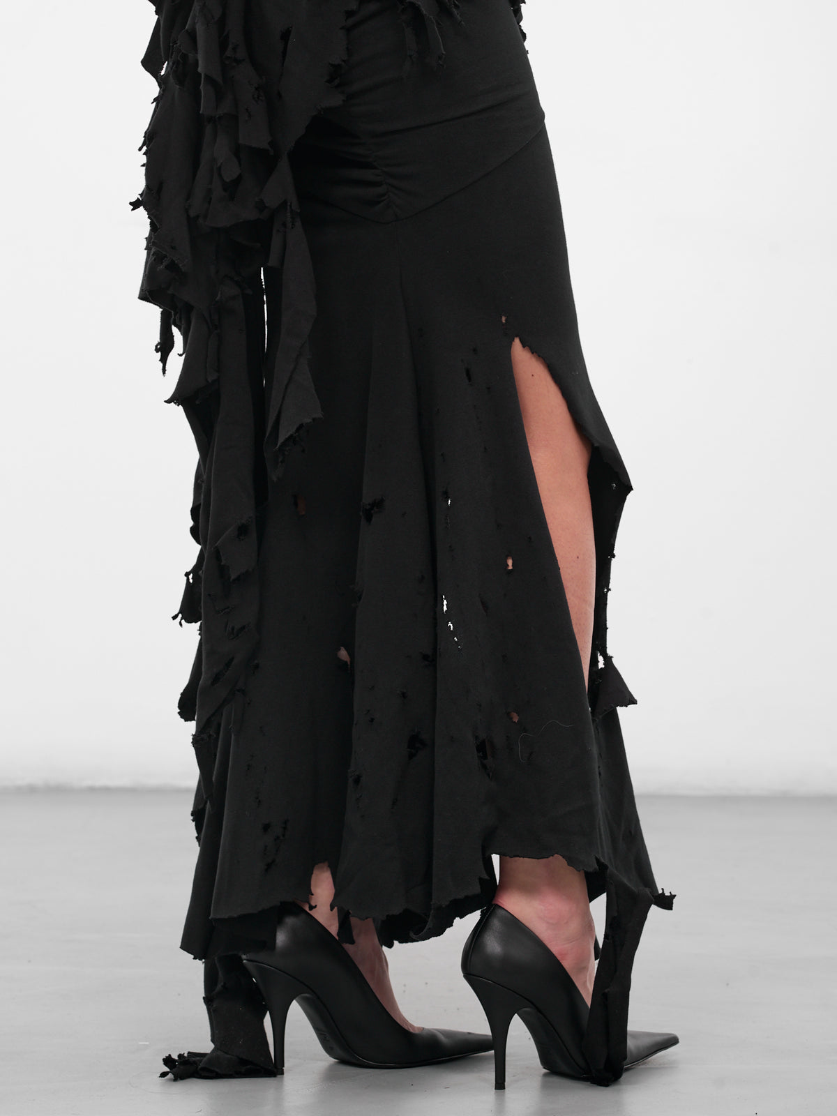 Black Mayhem Distressed Drape Dress (MAT01O104-SCLERA-BLACK)