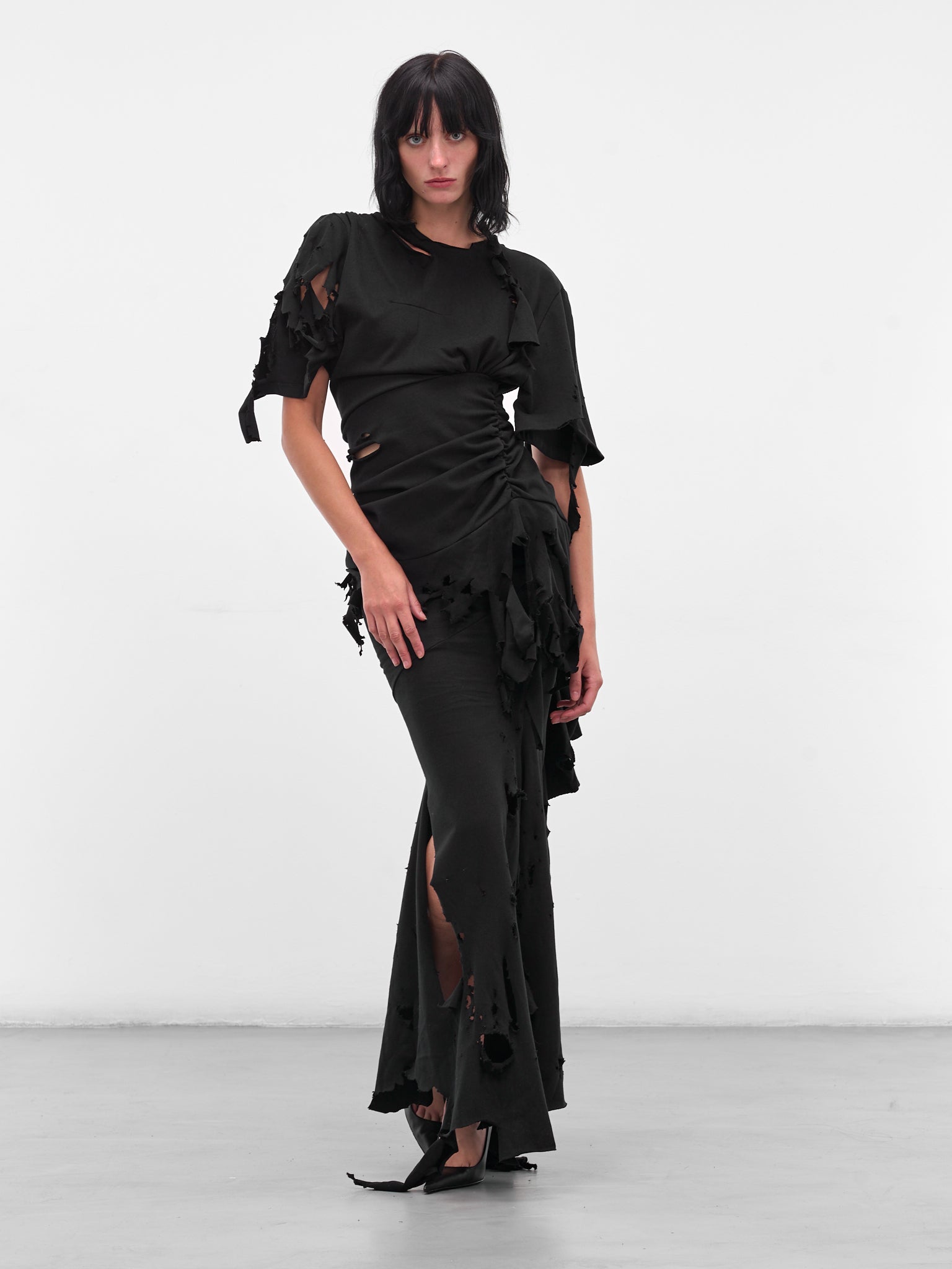 Black Mayhem Distressed Drape Dress (MAT01O104-SCLERA-BLACK)