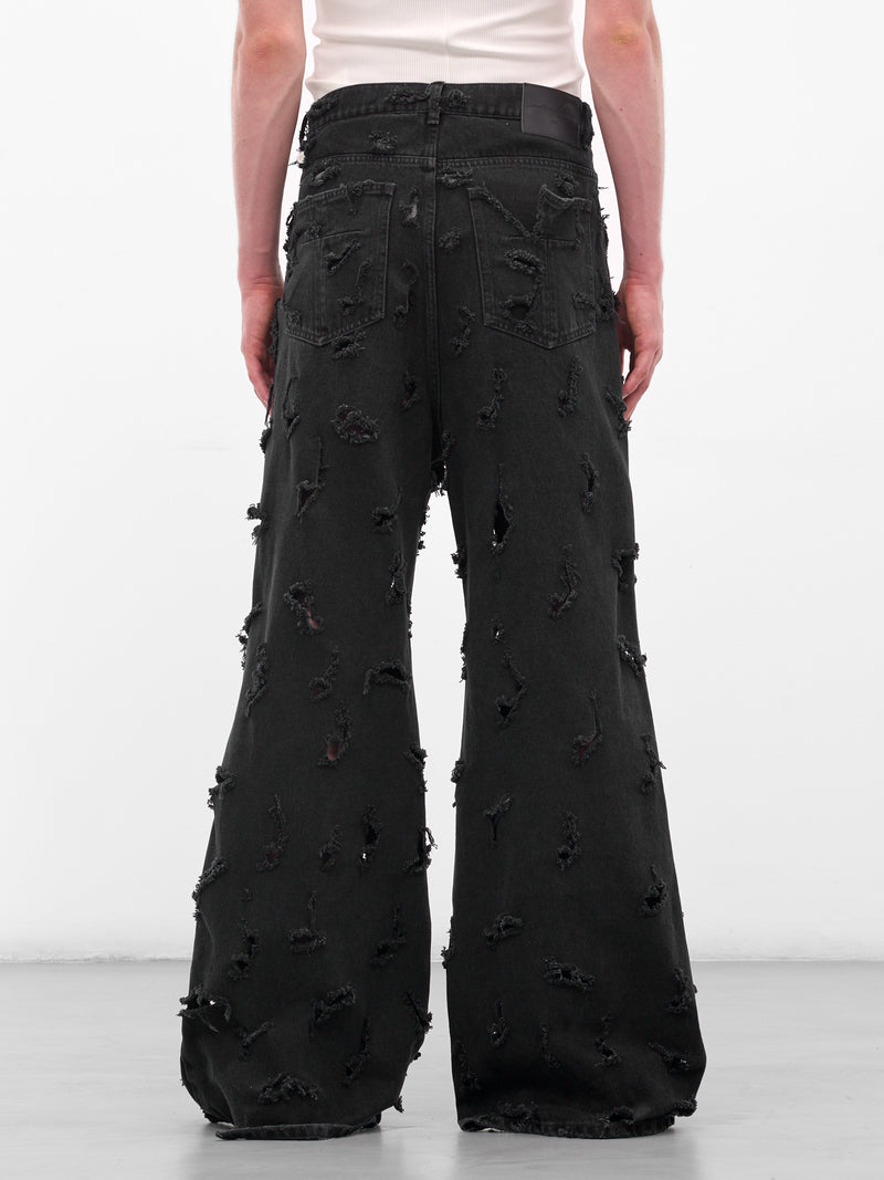The Black Destroyed Flare Jeans (MAT01P103-SCLERA-BLACK)